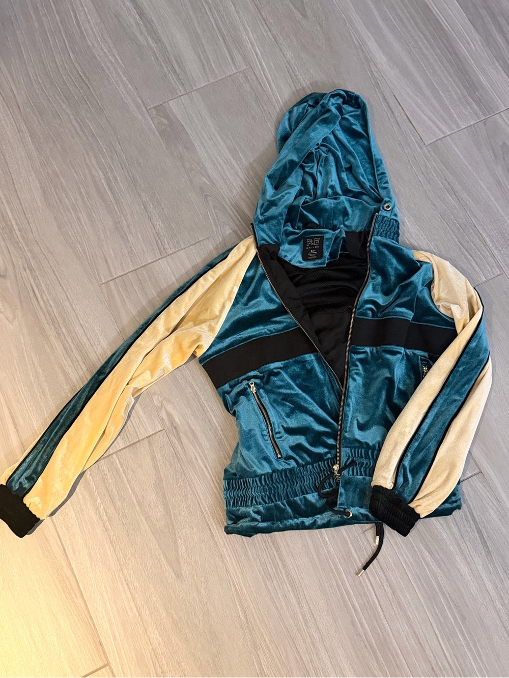 P.E Nation Retrospect Velvet Jacket Deep Teal Size Small